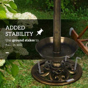 Outsunny Fontanna dla Ptaków z Lampą Solarną Brązowa 110cm | Aosom PL