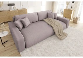 Jasnoróżowa sztruksowa rozkładana sofa ze schowkiem 234 cm Sara – Ropez