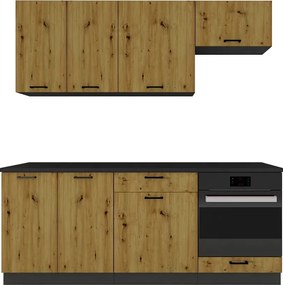 Komplet mebli kuchennych grafit + dąb artisan N1-F80
