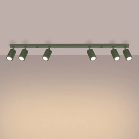 Lampa sufitowa minimalistyczny Gloow, aluminium - 6 źródło światła 3000K - L.117 x H.16.5 cm - zielony oliwkowy