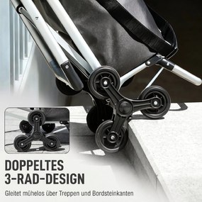 HOMCOM wózek na zakupy, torba Oxford 40 l, design 3 kół, rama aluminiowa, siedzisko, ciemnoszary | Aosom PL