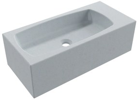 Umywalka betonowa wisząca / nablatowa prostokątna bez otworu na baterię 65 x 30 cm z półką ZALM | różne kolory : Kolor - Jasny szary, Typ montażu - podwieszana