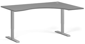 Ergonomiczne biurko z regulacją wysokości, 160x120 cm, 1 silnik, L/P, szara podstawa, grafit