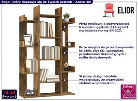 Nowoczesny otwarty regał na książki przydymiony dąb - Acove 4X