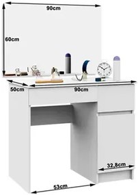 Biurko z toaletką z lustrem na kosmetyki prawostronne A4-G06