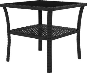 Outsunny Rattanowy stolik ogrodowy, 50 x 50 x 45 cm, wodoodporny stolik kawowy dla 4 osób, kwadratowy z półką i szklanym blatem | Aosom PL