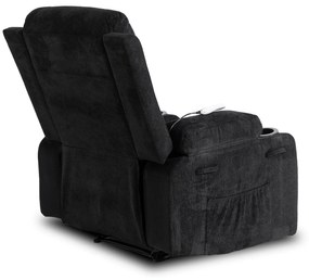 Fotel Masujący BOX 2 Rozkładany z Podnóżkiem Czarny Nowoczesny