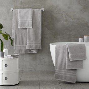 Jasnoszare bawełniane ręczniki kąpielowe frotte zestaw 2 szt. 90x140 cm Zero Twist – Catherine Lansfield