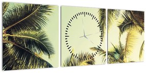 Obraz z palmami kokosowymi (z zegarem) (90x30 cm)