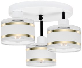 Lampa sufitowa biała trzypunktowa z białymi abażurami T-3030WE-WEWEWE