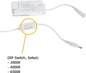Wpuszczany panel LED biały prostokątny z diodą LED 3000K - 6500K z przełącznikiem DIP - Seagal