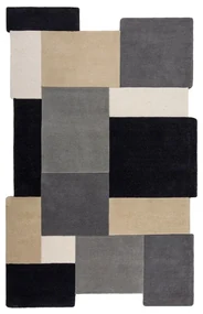 Czarno-szary wełniany dywan tkany ręcznie 120x180 cm Collage Monochrome – Flair Rugs