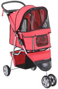 Outsunny Wózek dla Psa Kota Transporter Składany Czerwony do 20kg | Aosom PL