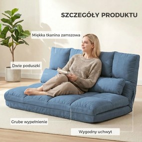 HOMCOM Wygodna Sofa Podłogowa Składana - Regulowane Oparcie, Niebieska, 102x73x60cm - Relaks w Salonie