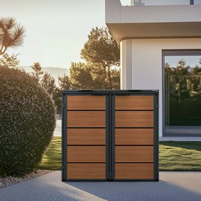 Zabudowa śmietnikowa 240L dwukomorowa, antracyt - orzech