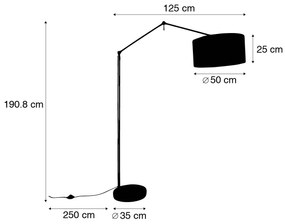 Lampa podłogowa złota z abażurem boucle taupe 50 cm regulowana - EditorDesignerski Oswietlenie wewnetrzne