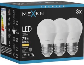Mexen Nova 3x żarówka LED E27, G45, 7W, Ciepła - 3000K, 735 lm - L101-E27-0730-01x03