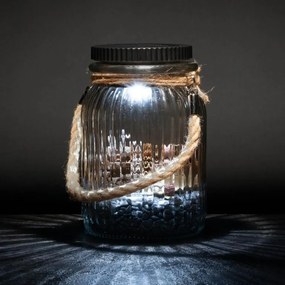 Lampiony solarne LED w słoikach, zestaw 5 sztuk, zimna biel