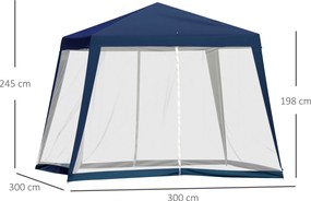 Outsunny Altana Ogrodowa 3x3m z Moskitierą Niebieska Metal i Poliester Odporna na Warunki Pogodowe Elegancka i Praktyczna | Aosom PL