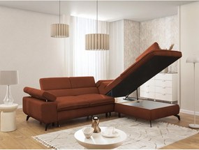 Narożnik z tkaniny szenilowej w kolorze terakoty (prawostronny/w kształcie litery L) Marbeya – Ropez