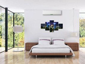 Obraz przedstawiający pełnię księżyca w ogrodach Singapuru (125x70 cm)