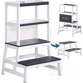 Spielwerk Wieża edukacyjna PLAY z drewna sosnowego, 93x56x49, biała/antracyt