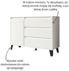 Komoda z Szufladami do Salonu BORVO 110 cm Biała Nowoczesna