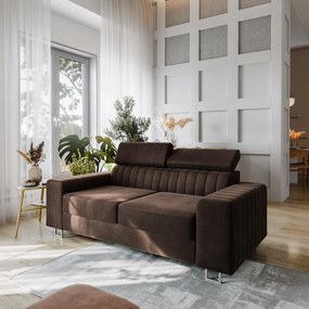 Masseno Sofa SOLAN z funkcją spania - Brązowy - MONOLITH 29