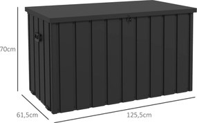 Outsunny Skrzynia Ogrodowa 450L na Poduszki Stalowa z Kółkami i Siłownikami Gazowymi Ciemnoszara Odporna na Warunki Atmosferyczne do Balkonu Ogrodu | Aosom PL