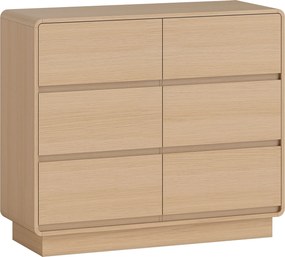 HOMCOM 100 cm Sideboard, kredens z 6 szufladami, komoda do kuchni, salonu, jadalni, drewno naturalne