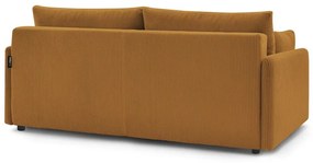 Musztardowa sztruksowa rozkładana sofa 211 cm Marcel – Bobochic Paris