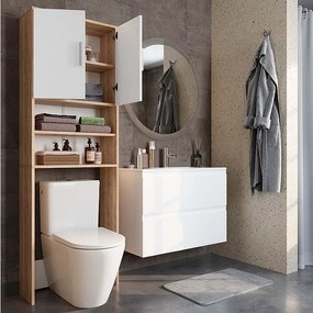 Szafka toaletowa sonoma/biały 64x26x190