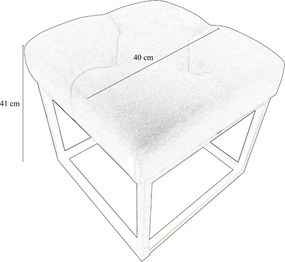 Pufa CHESTERFIELD tkanina Welur loft ławka podnóżek metal : Kolor Stelaża - Biały, Kolor tkaniny - VELVET - MG31, Typ tkaniny - Velvet