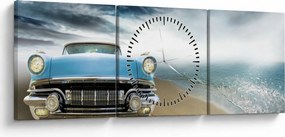 Obraz - Kabriolet w stylu vintage (z zegarem) (90x30 cm)