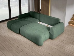 Narożnik COCO z funkcją spania, poduszkami i pojemnikiem NowOrNever 37 Ciemno Zielony