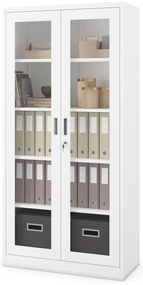 Szafa przeszklona medyczna, witryna lekarska AMELIA, 900 x 1850 x 400 mm, biała