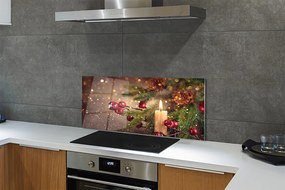 Panel szklany do Kuchni Świeca wśród Szyszek i Gałązek