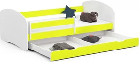 Łóżko dziecięce z barierką białe + limonka - Elea 3X 70x140