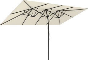 Outsunny Parasol Ogrodowy 150x295cm Podwójny Daszek Regulacja Kremowy | Aosom PL
