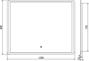 Mexen Zusa lustro łazienkowe podświetlane 120 x 80 cm, LED 6000K, antypara - 9808-120-080-611-00