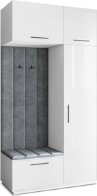 Masseno Garderoba REMA 120/240/60 cm Nowoczesna Szafa do Przedpokoju Biała, MONOLITH 85 (Szary)