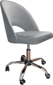 Fotel obrotowy POLO tkanina Welur krzesło biurowe ergonomiczne do biurka : Kolor Stelaża - Chrom, Kolor tkaniny - VELVET - MG17, Typ siedziska - Siedzisko obrotowe 360°, Typ tkaniny - Velvet