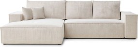 Kremowy rozkładany/ze schowkiem narożnik z tkaniny szenilowej (lewostronny/z szezlongiem) Maze – Maison de Rêve