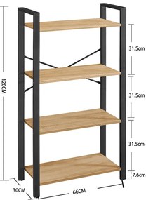 Nowoczesny regał metalowy z 4 półkami dab sonoma - Jorkis 7X