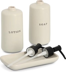 Ceramiczne dozowniki do mydła i lotionu BATH STYLE, 3 elementy