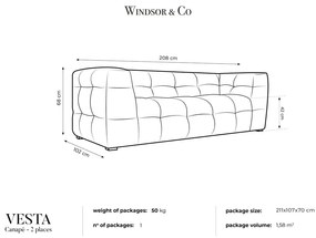 Niebieska aksamitna sofa Windsor &amp; Co Sofas Vesta, 208 cm