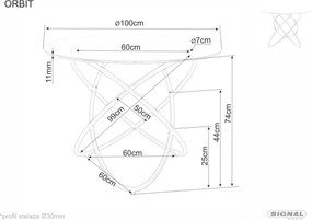 Okrągły stół ze szklanym blatem Orbit Signal czarny