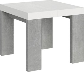 Stół rozkładany 90x90/246 cm Roxell Mix Biały jesionowy blat - Nogi cementowe