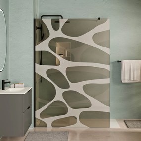 Walk-In Dusche EIRA - Grauglas Wave-Muster 10 mm