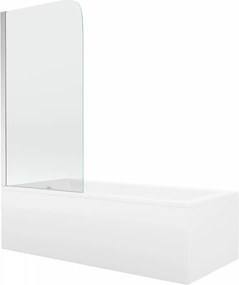 Mexen Cubik wanna prostokątna 150 x 70 cm z obudową i parawanem 1-skrzydłowym 70 cm, transparent, chrom - 550315070X9007010100